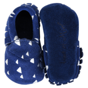 Mocassins à franges Suède en cuir souple Marine - LAIT ET MIEL - Chaussons Bébé et Enfant