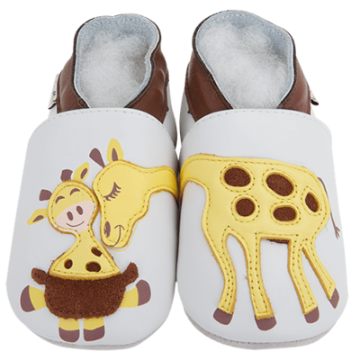 Chaussons en Cuir Souple - Câlin de Girafe - LAIT ET MIEL - Bébé et enfant