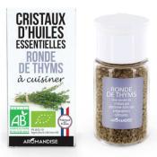 Cristaux d'Huiles Essentielles® Ronde de Thyms à cuisiner AROMANDISE - Pot de 10 grs 