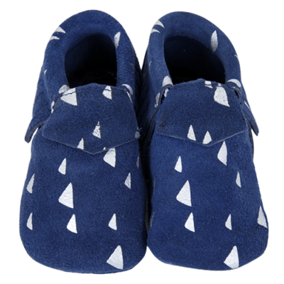 Mocassins à franges Suède en cuir souple Marine - LAIT ET MIEL - Chaussons Bébé et Enfant