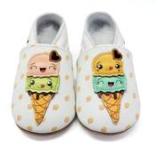 Chaussons en Cuir Souple - Cornets de Glaces - LAIT ET MIEL - Bébé et Enfant